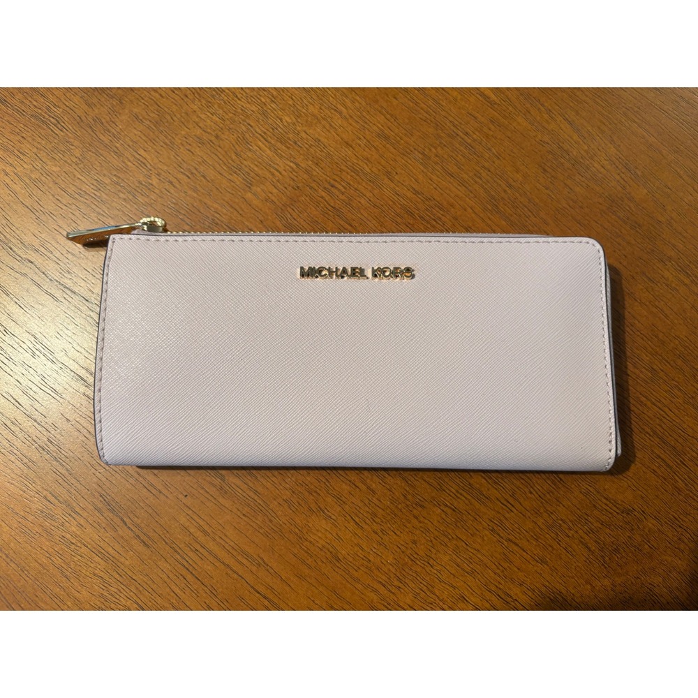 Michael Kors Jet Set Travel LG Three Qtr Zip Wallet Powder Blush 35T6GTVE3L